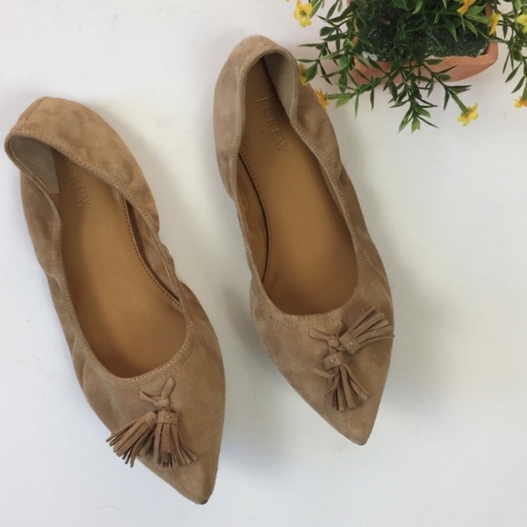J. Crew Factory Shoes - J. Crew Suede Tassel Flats in Tan